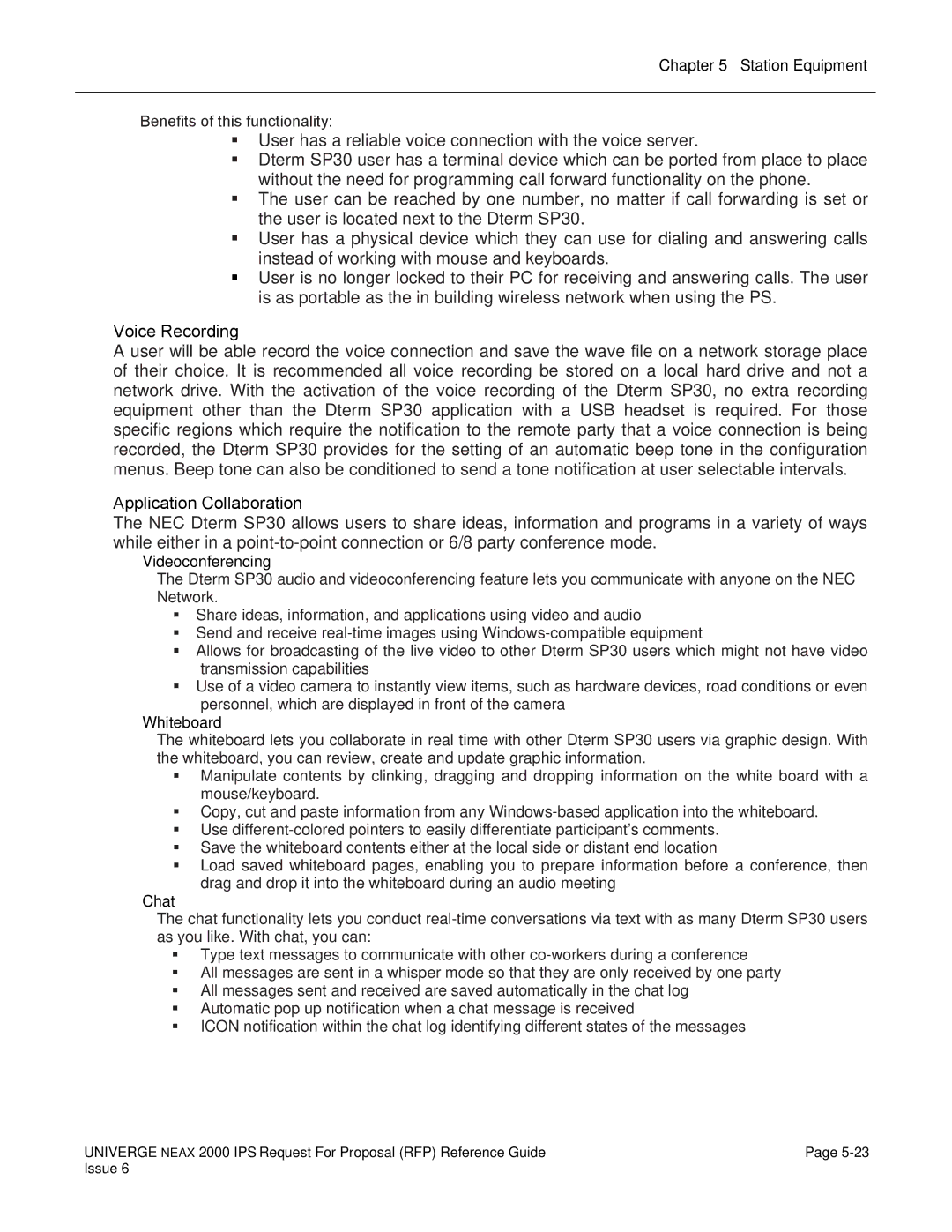 NEC 2000 IPS manual Voice Recording, Application Collaboration 