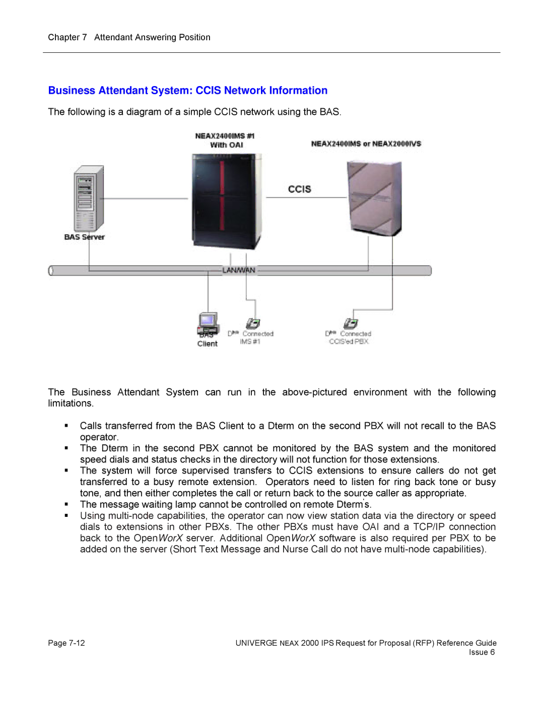 NEC 2000 IPS manual Business Attendant System Ccis Network Information 