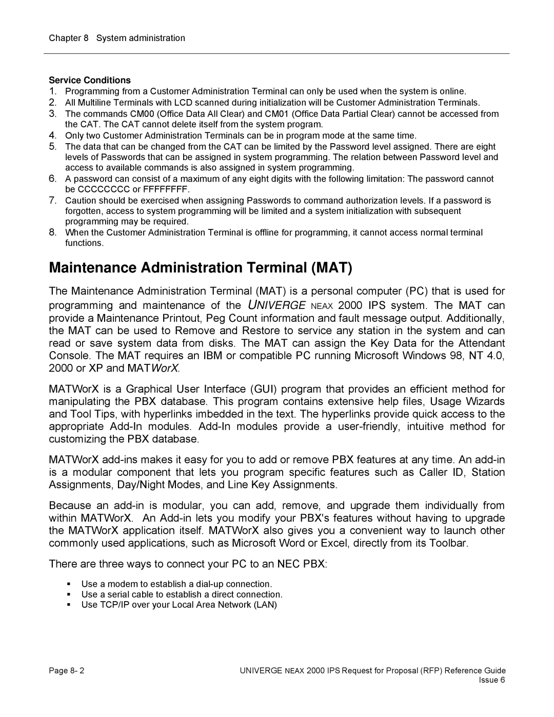 NEC 2000 IPS manual Maintenance Administration Terminal MAT 