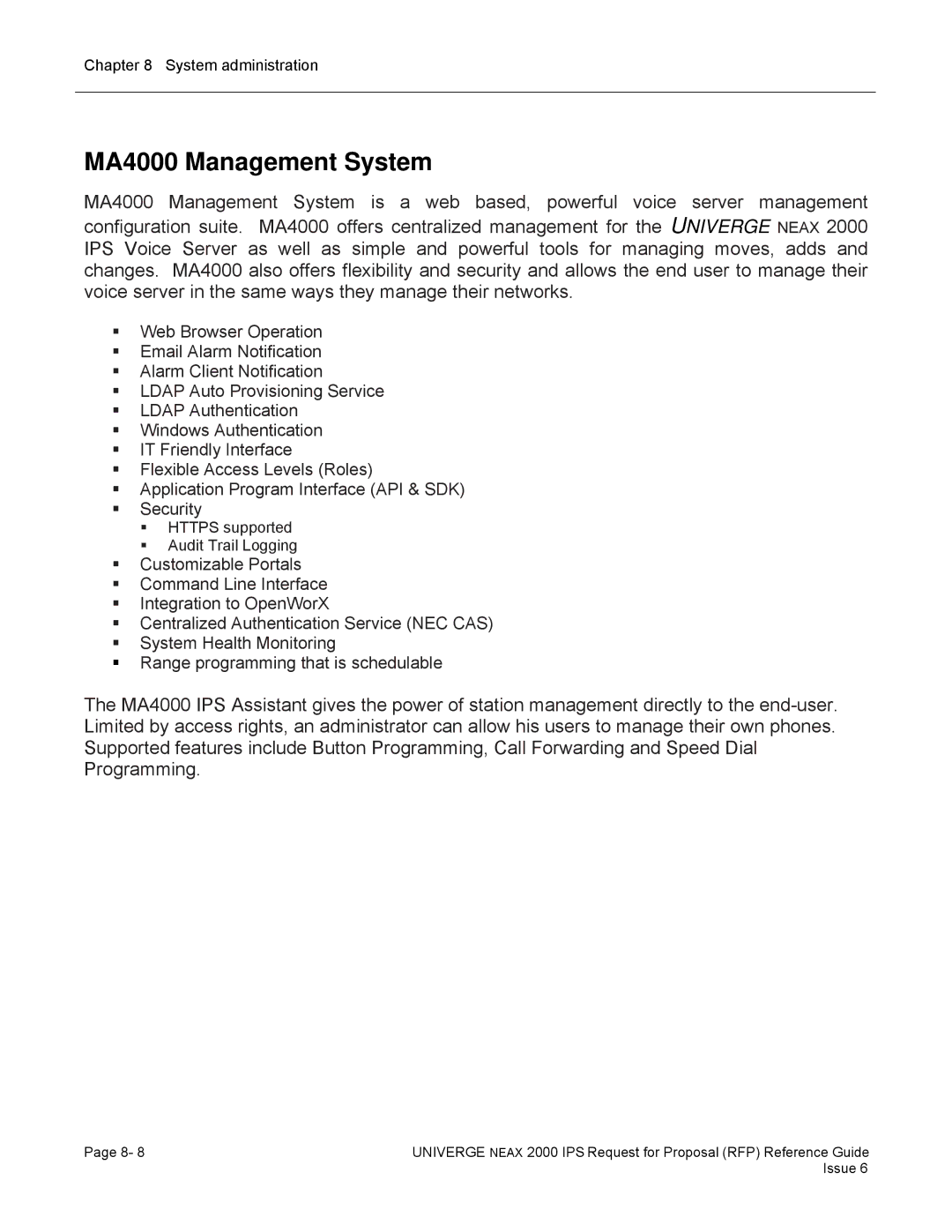 NEC 2000 IPS manual MA4000 Management System 