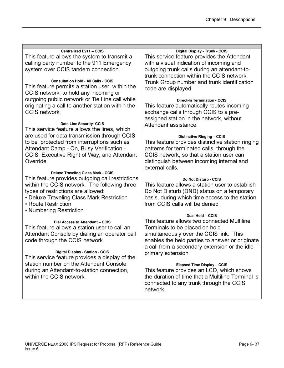 NEC 2000 IPS manual Centralized E911 Ccis 