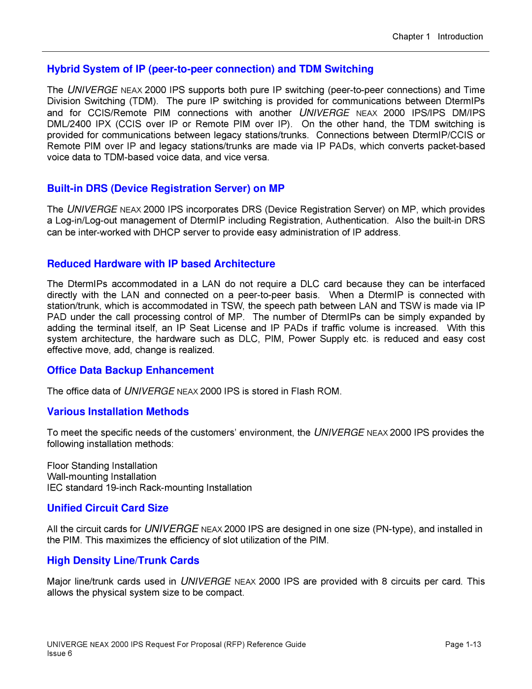 NEC 2000 IPS manual Built-in DRS Device Registration Server on MP, Reduced Hardware with IP based Architecture 