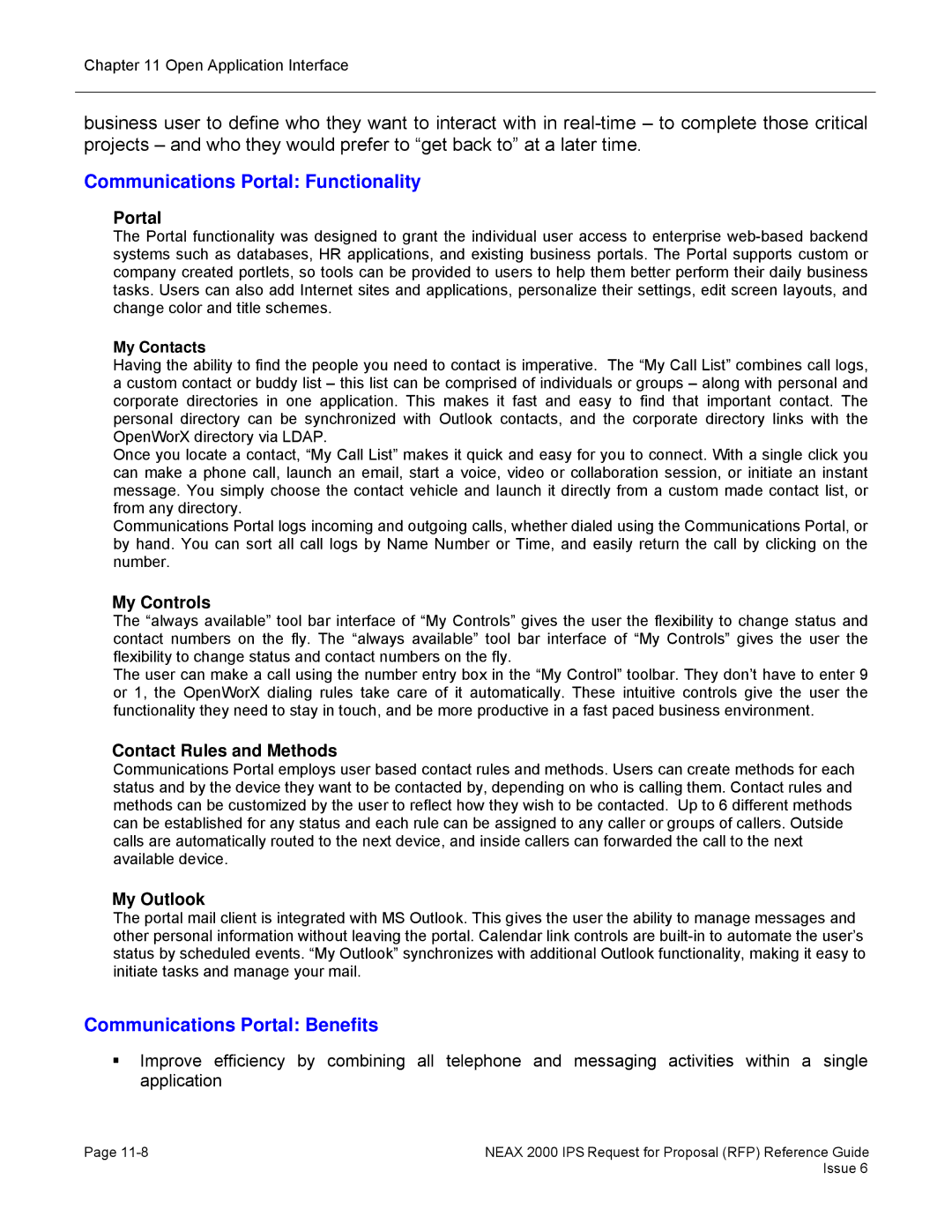 NEC 2000 IPS manual Communications Portal Functionality, Communications Portal Benefits 