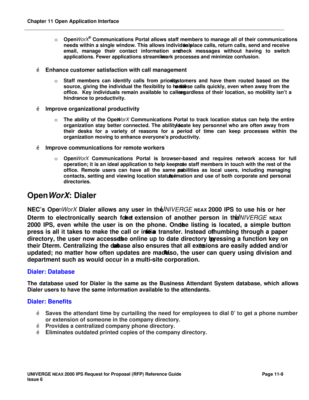 NEC 2000 IPS manual OpenWorX Dialer, Dialer Database, Dialer Benefits 