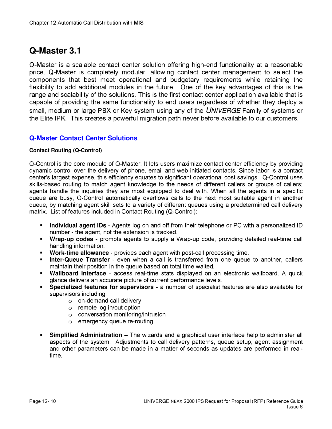 NEC 2000 IPS manual Master Contact Center Solutions, Contact Routing Q-Control 