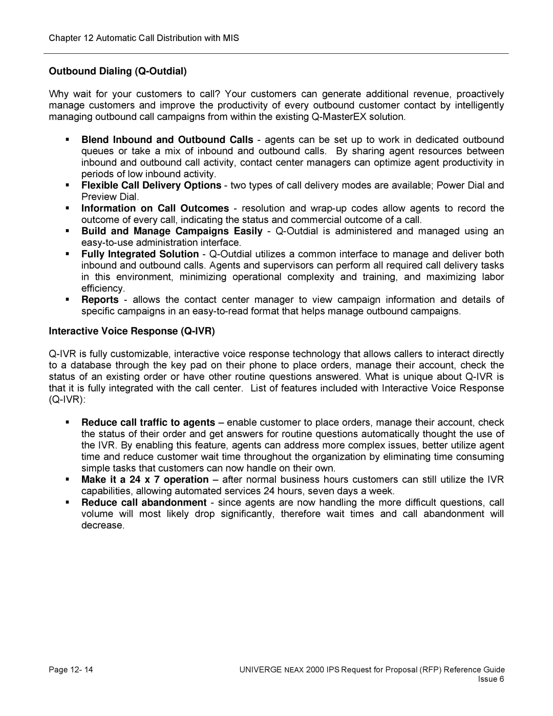 NEC 2000 IPS manual Outbound Dialing Q-Outdial, Interactive Voice Response Q-IVR 