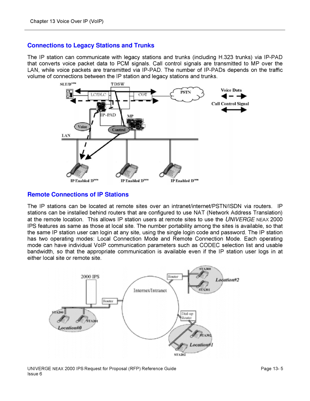 NEC 2000 IPS manual Connections to Legacy Stations and Trunks, Remote Connections of IP Stations 