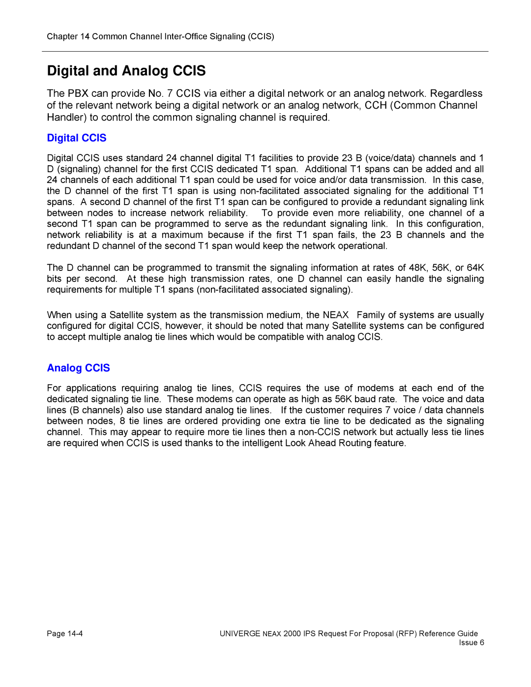 NEC 2000 IPS manual Digital and Analog Ccis, Digital Ccis 