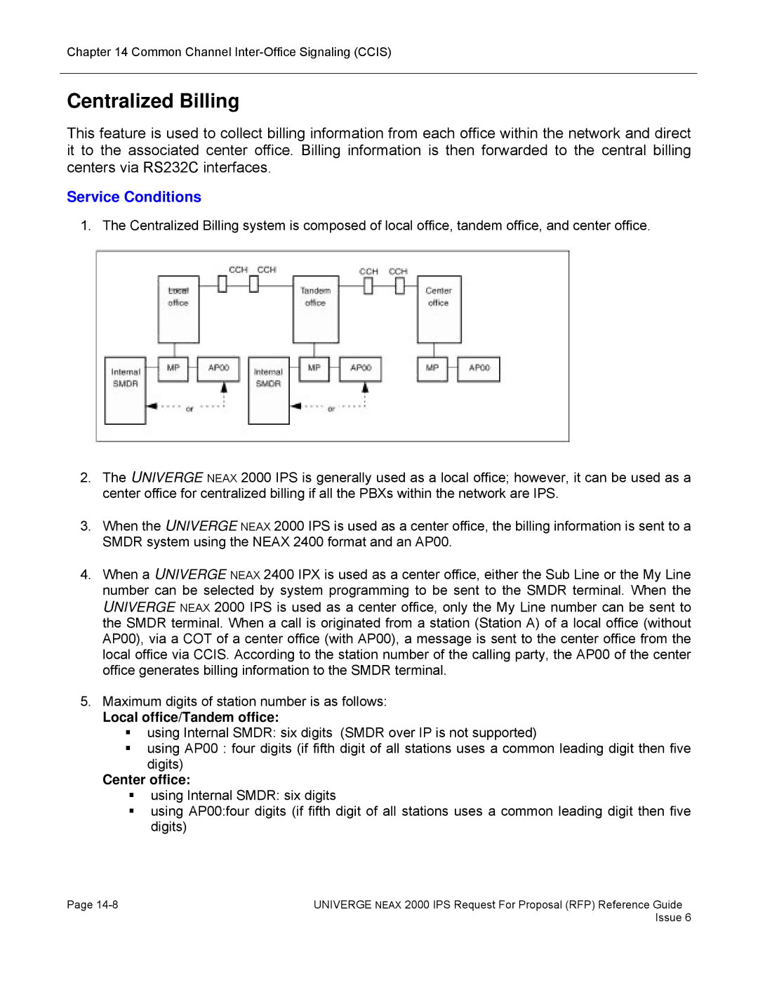 NEC 2000 IPS manual Centralized Billing, Local office/Tandem office, Center office 