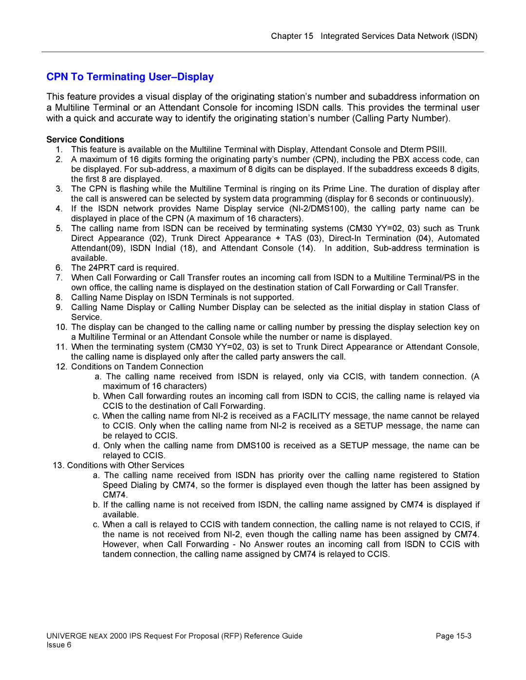 NEC 2000 IPS manual CPN To Terminating User-Display 