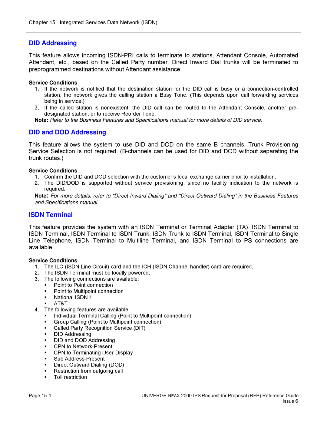 NEC 2000 IPS manual Did Addressing, Did and DOD Addressing, Isdn Terminal, At&T 