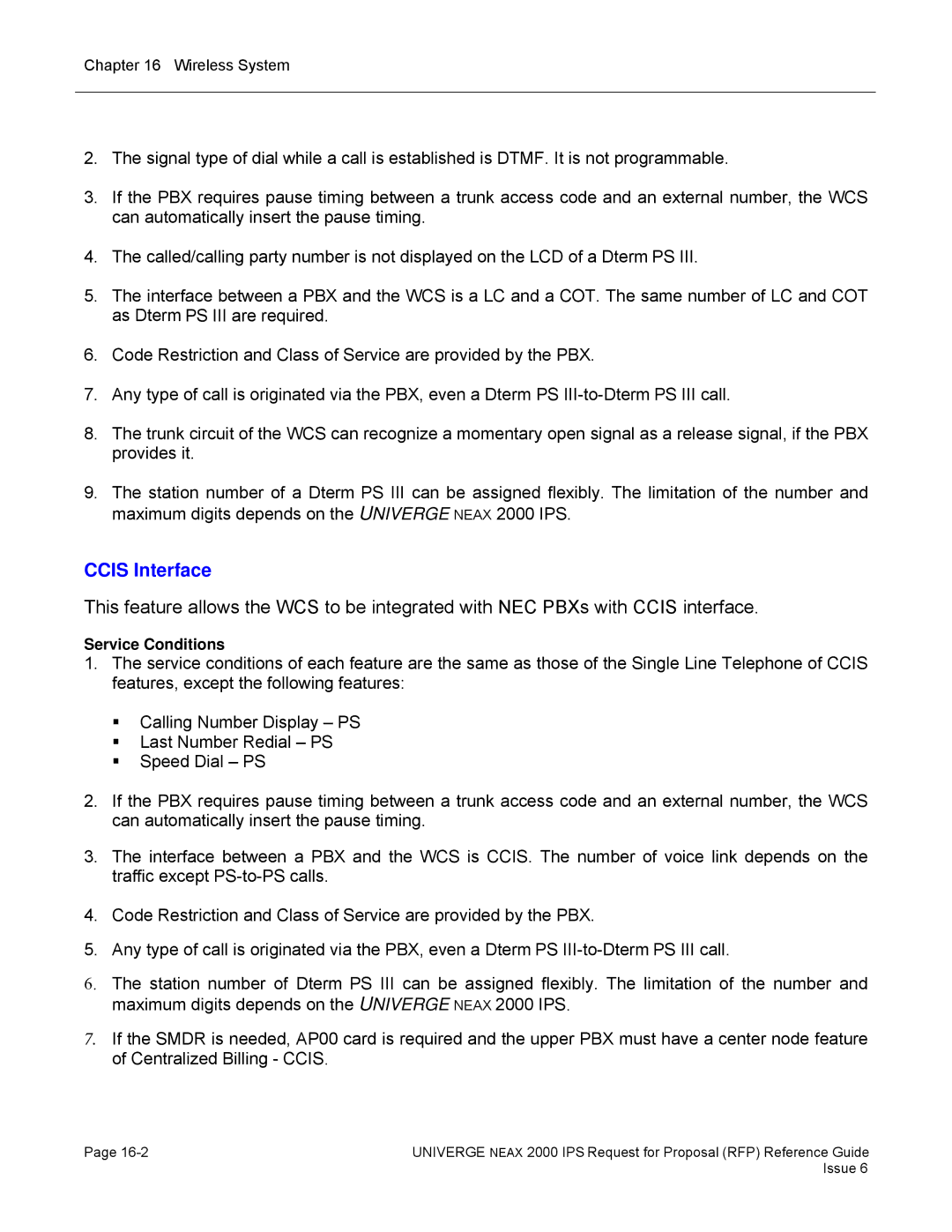 NEC 2000 IPS manual Ccis Interface 