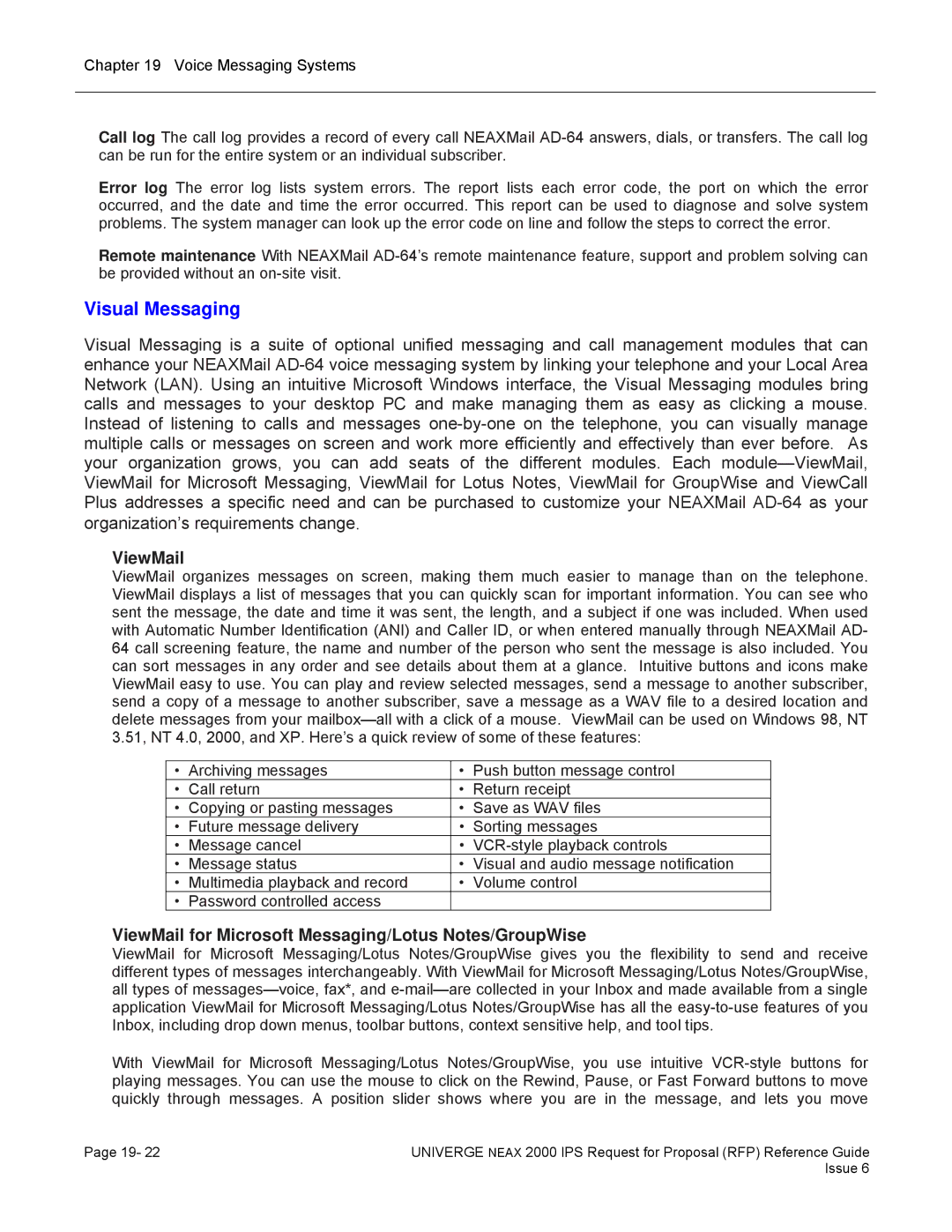 NEC 2000 IPS manual Visual Messaging, ViewMail 