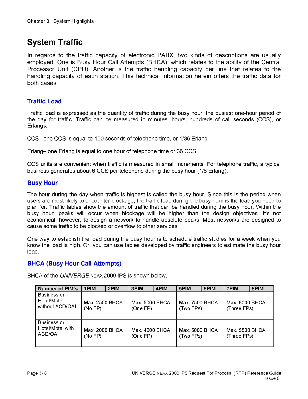 NEC 2000 IPS manual System Traffic, Traffic Load, Bhca Busy Hour Call Attempts, 1PIM 2PIM 3PIM 4PIM 5PIM 6PIM 7PIM 8PIM 