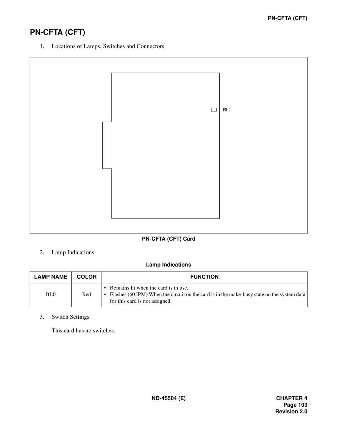 NEC 2000 IVS manual Pn-Cfta Cft, BL0 