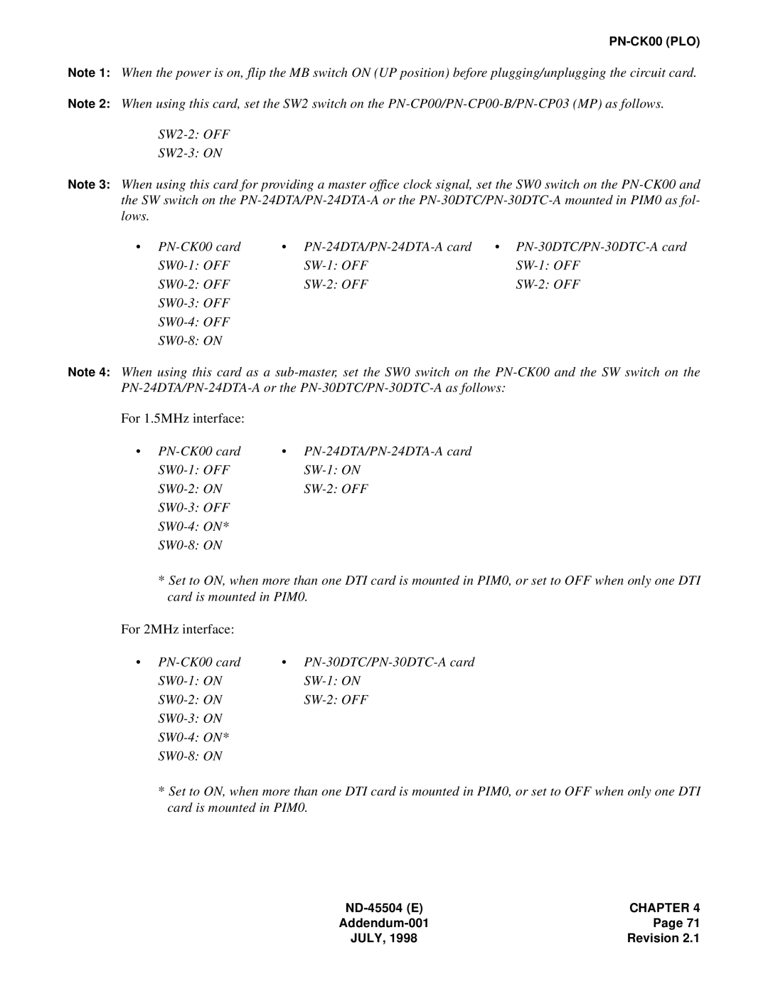 NEC 2000 IVS manual For 1.5MHz interface 