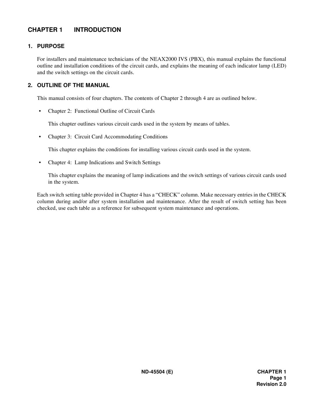 NEC 2000 IVS manual Purpose, Outline of the Manual 