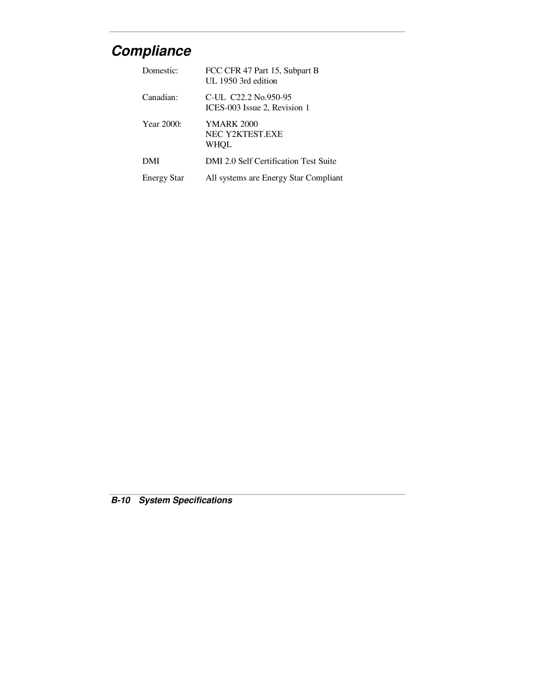 NEC 2000 Series manual Compliance 