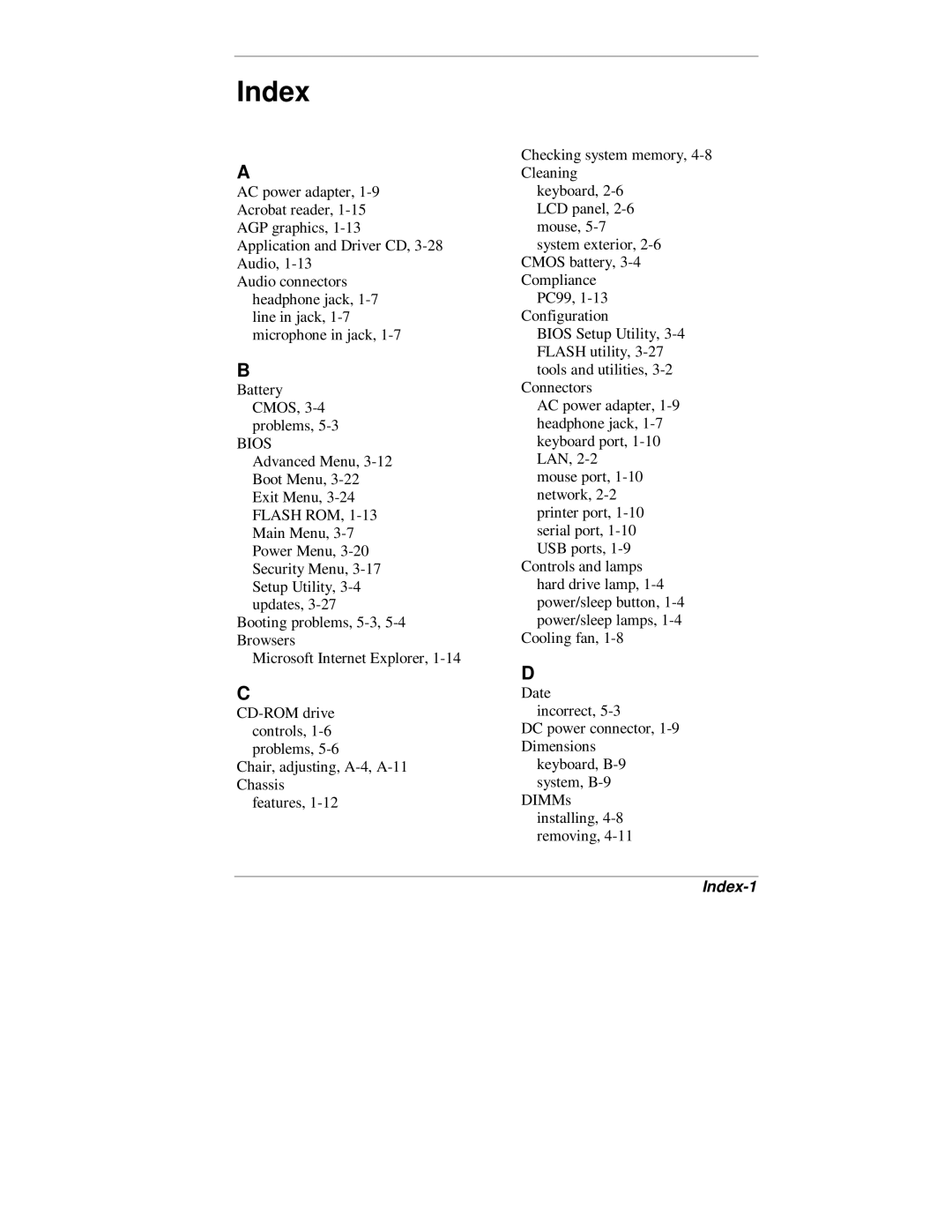 NEC 2000 Series manual Index-1 