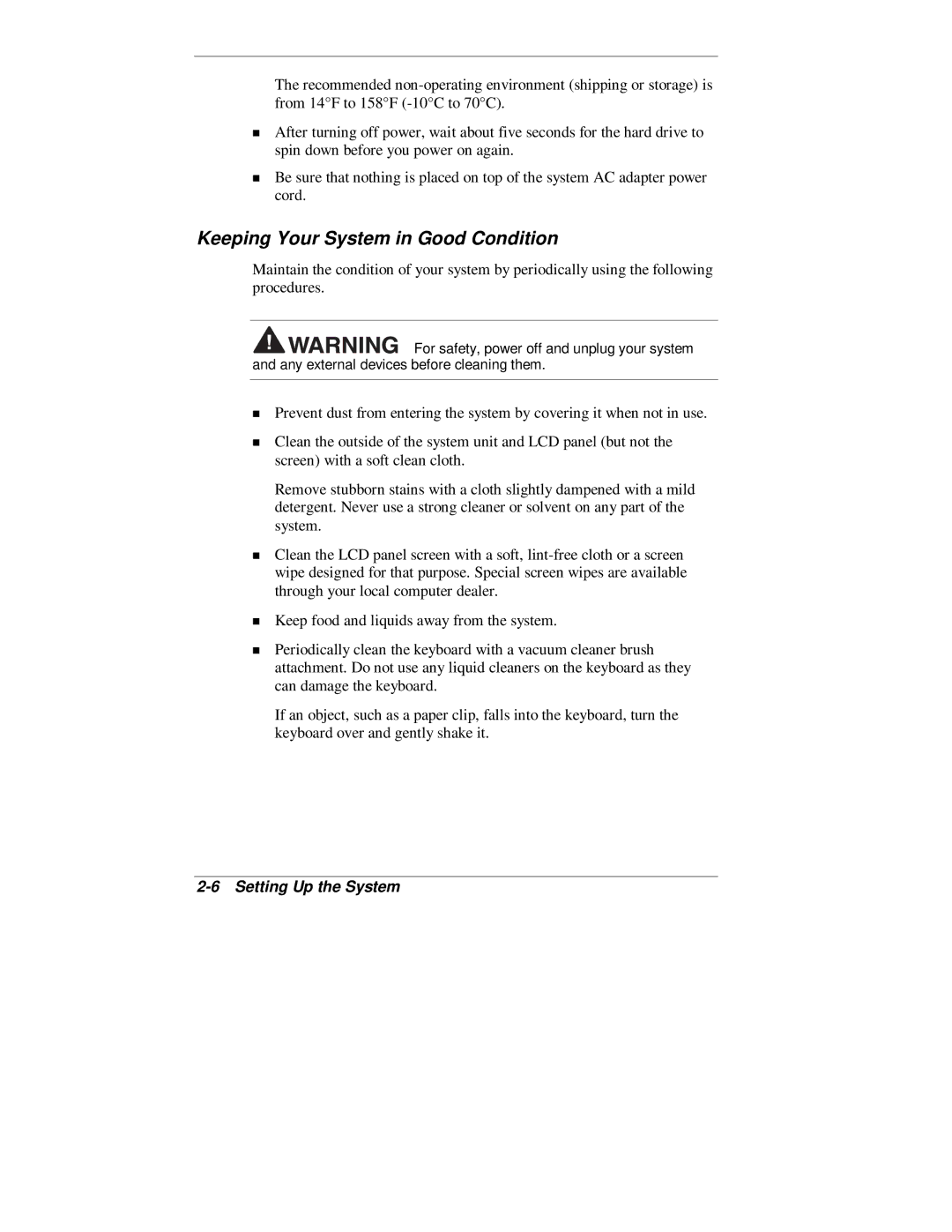 NEC 2000 Series manual Keeping Your System in Good Condition 