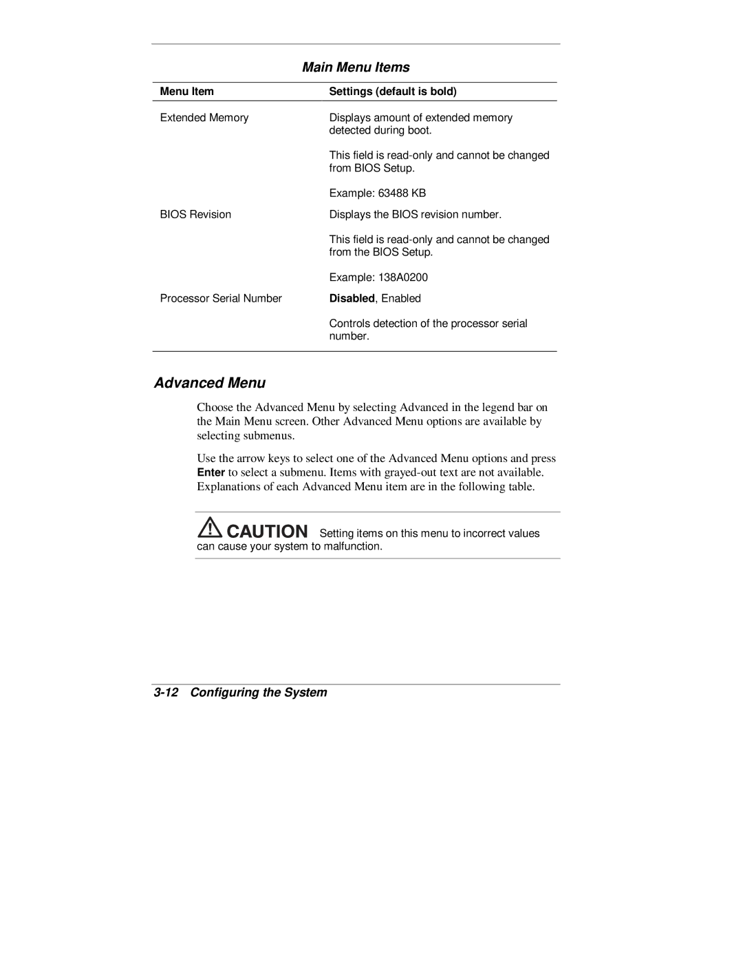 NEC 2000 Series manual Advanced Menu 