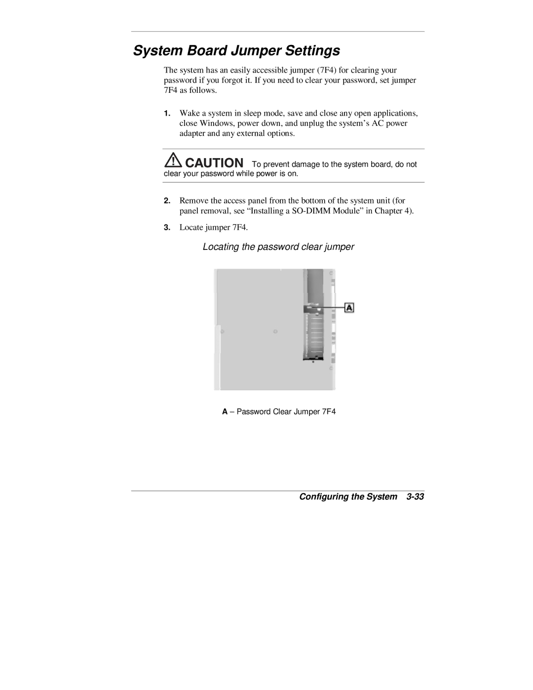 NEC 2000 Series manual System Board Jumper Settings, Locating the password clear jumper 