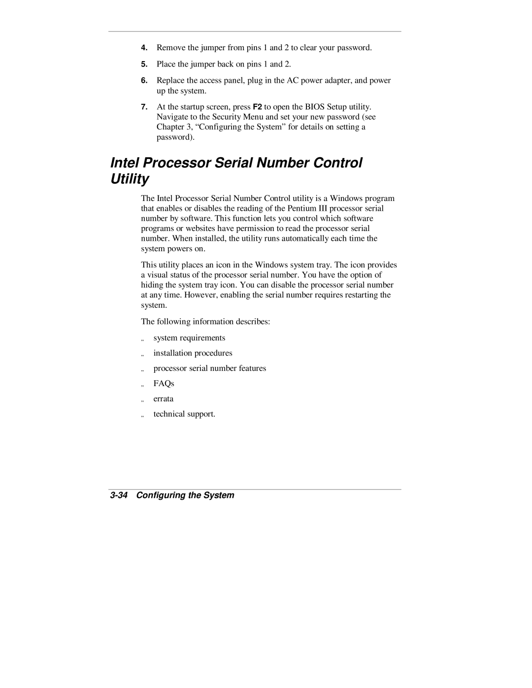 NEC 2000 Series manual Intel Processor Serial Number Control Utility 