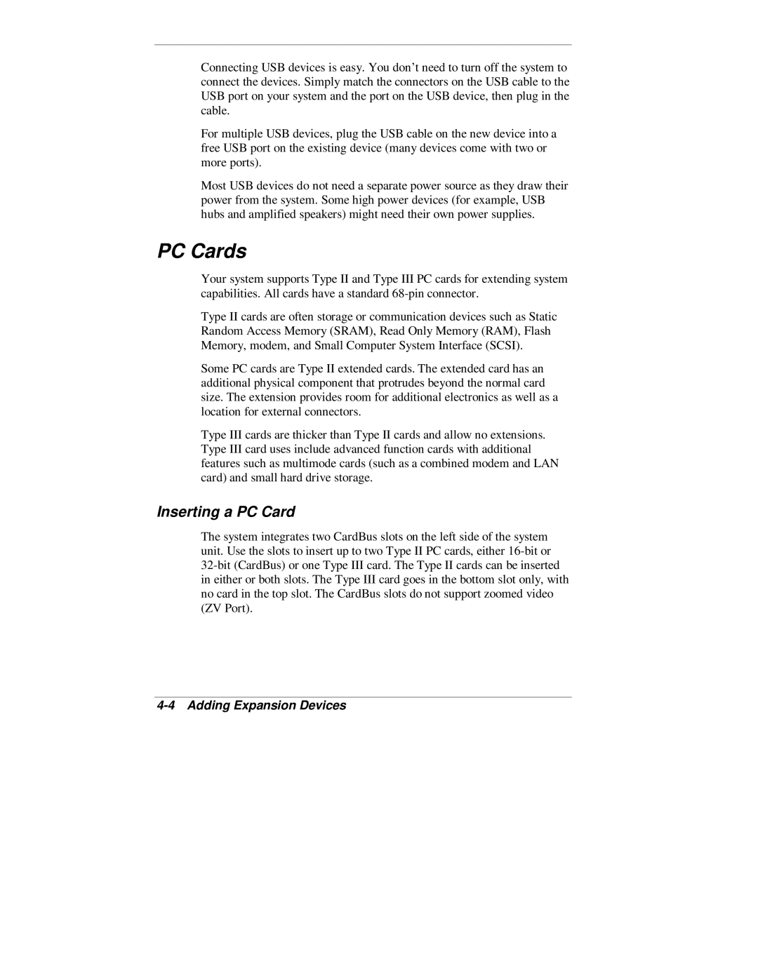 NEC 2000 Series manual PC Cards, Inserting a PC Card 