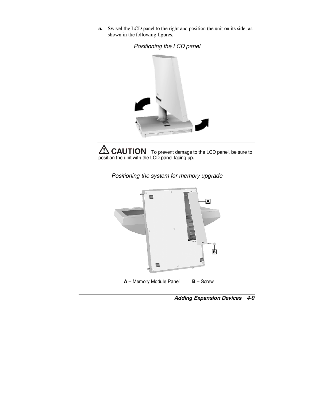 NEC 2000 Series manual Positioning the LCD panel 