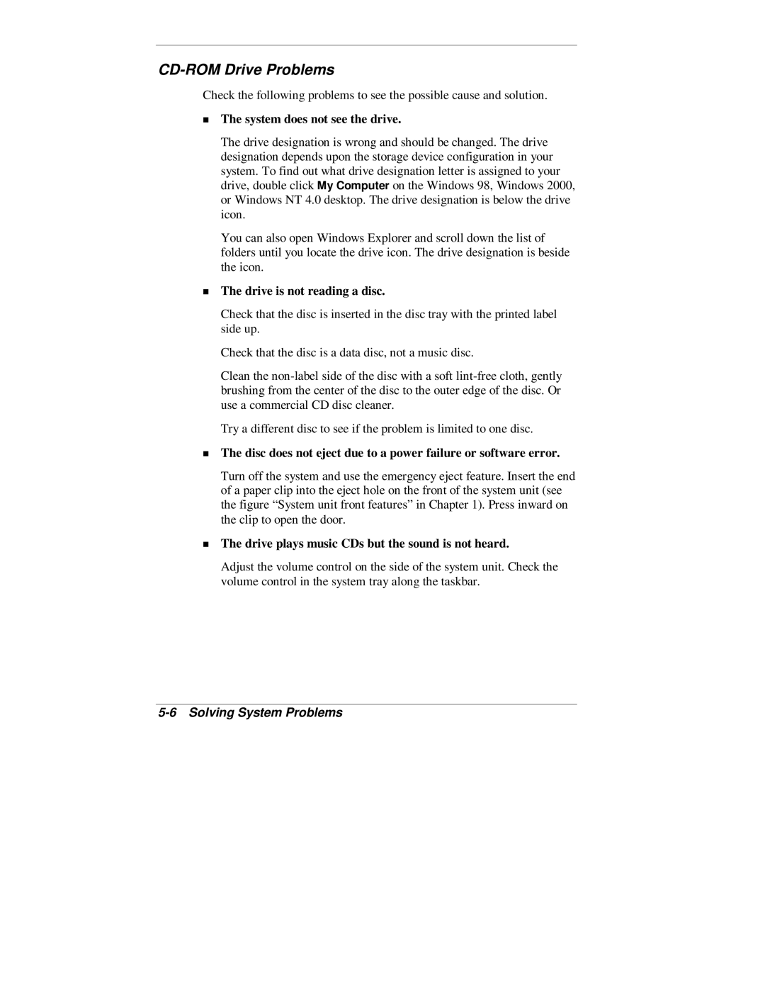 NEC 2000 Series manual CD-ROM Drive Problems, System does not see the drive 