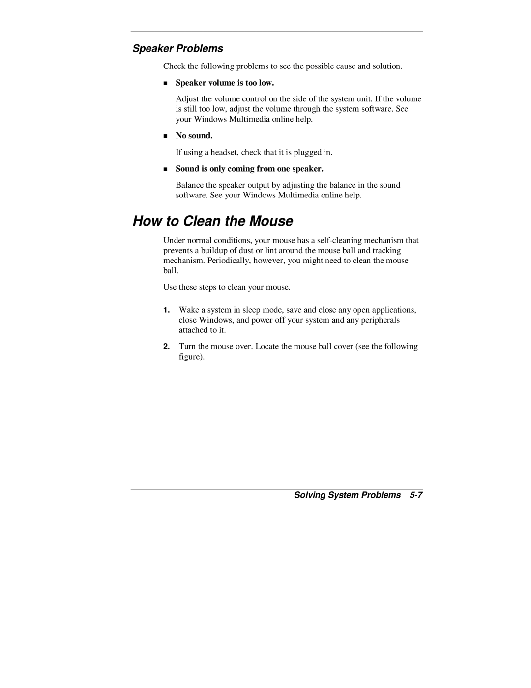 NEC 2000 Series manual How to Clean the Mouse, Speaker Problems 