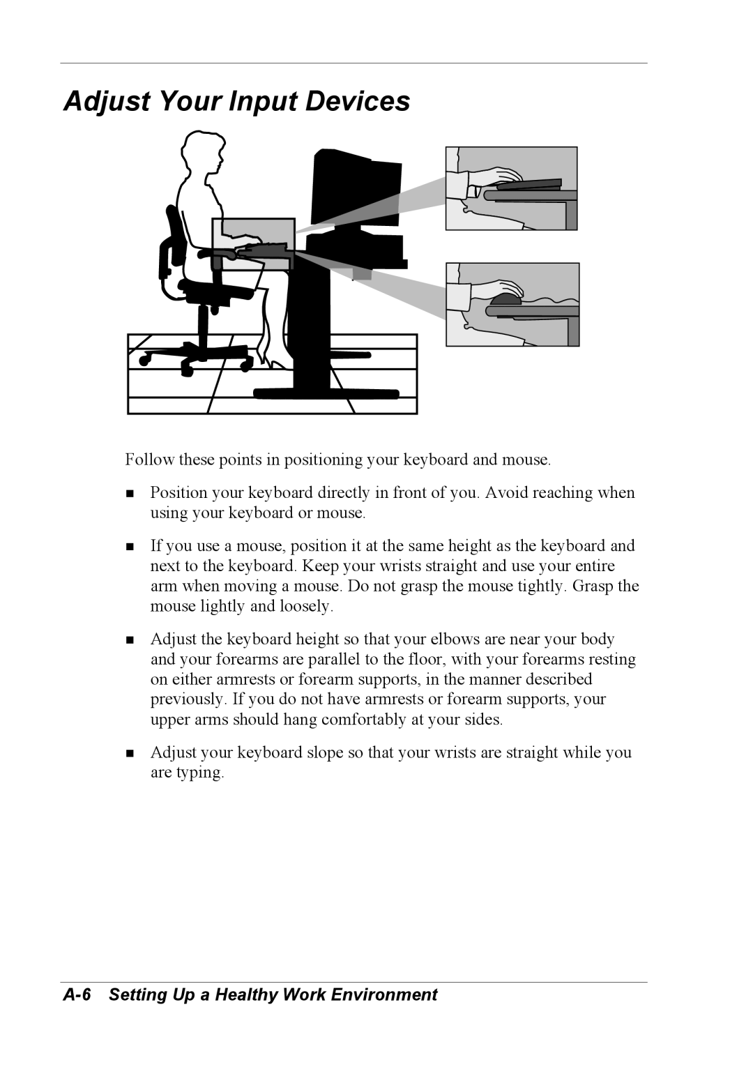 NEC 2000 manual Adjust Your Input Devices 