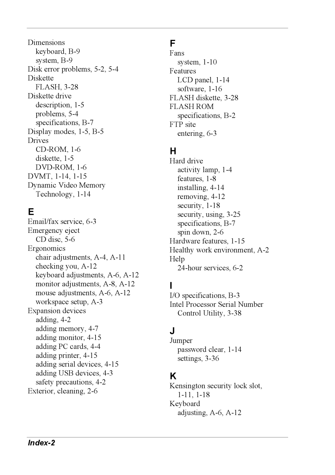 NEC 2000 manual Index-2 