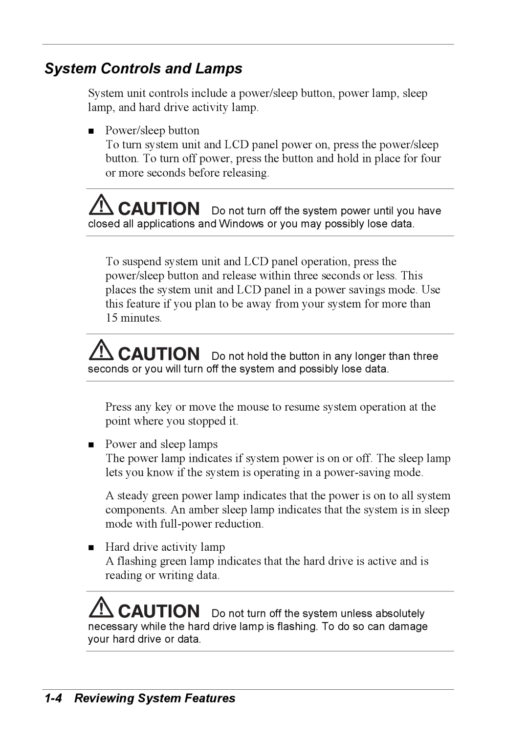 NEC 2000 manual System Controls and Lamps 