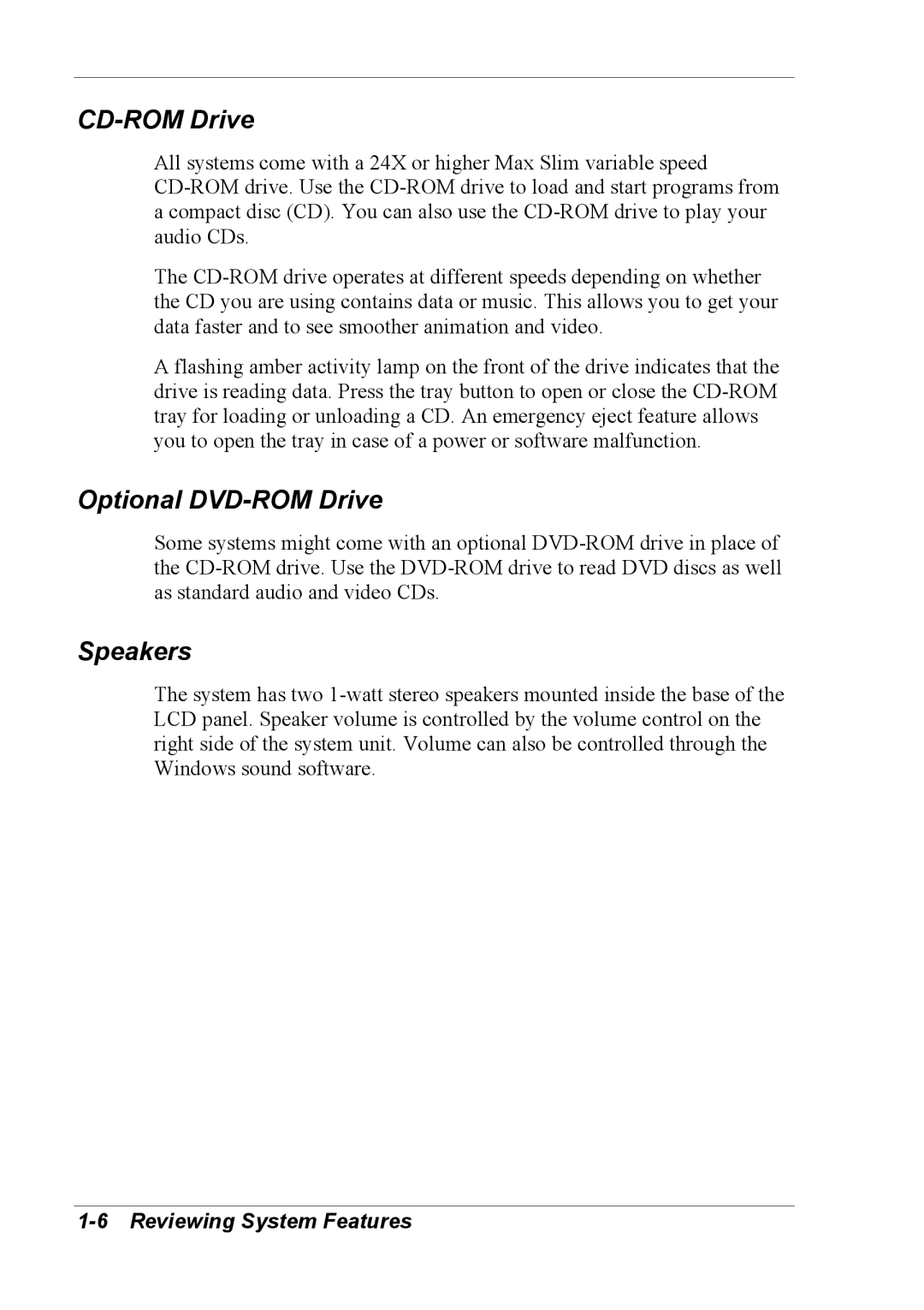 NEC 2000 manual CD-ROM Drive, Optional DVD-ROM Drive, Speakers 