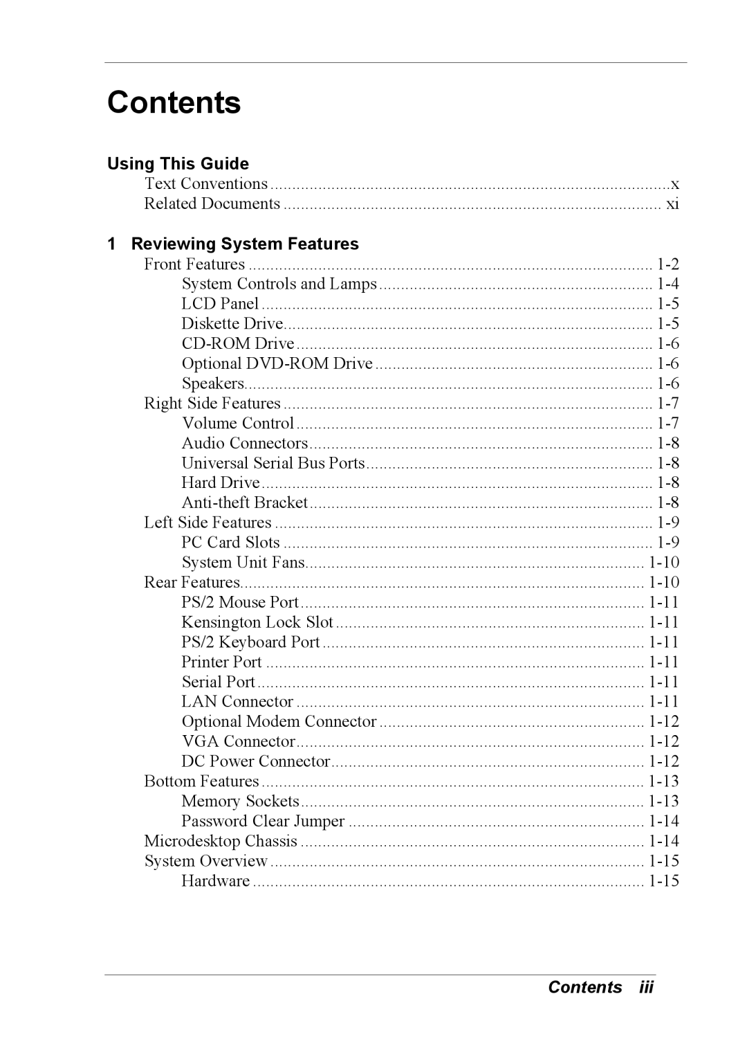 NEC 2000 manual Contents 