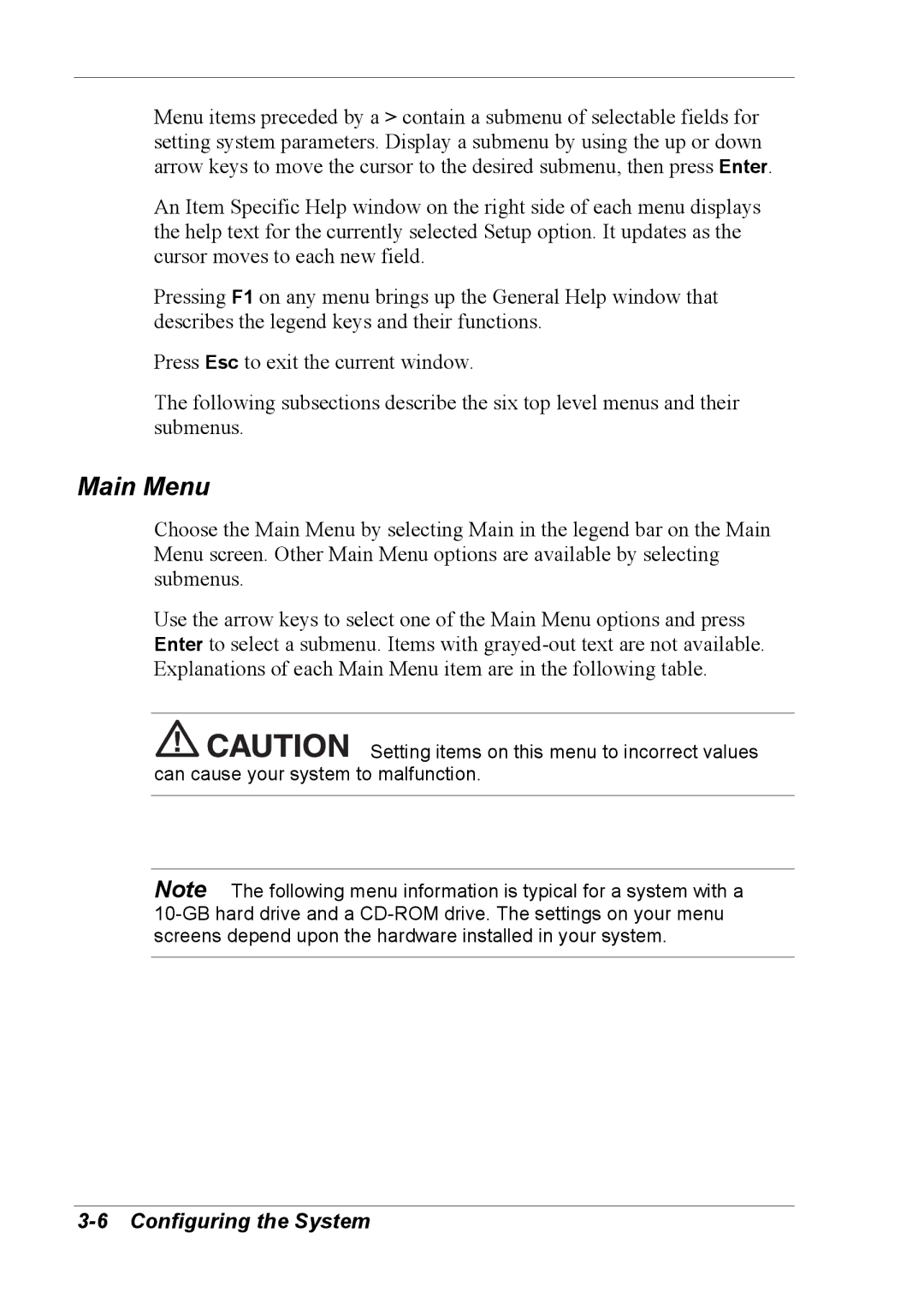 NEC 2000 manual Main Menu 