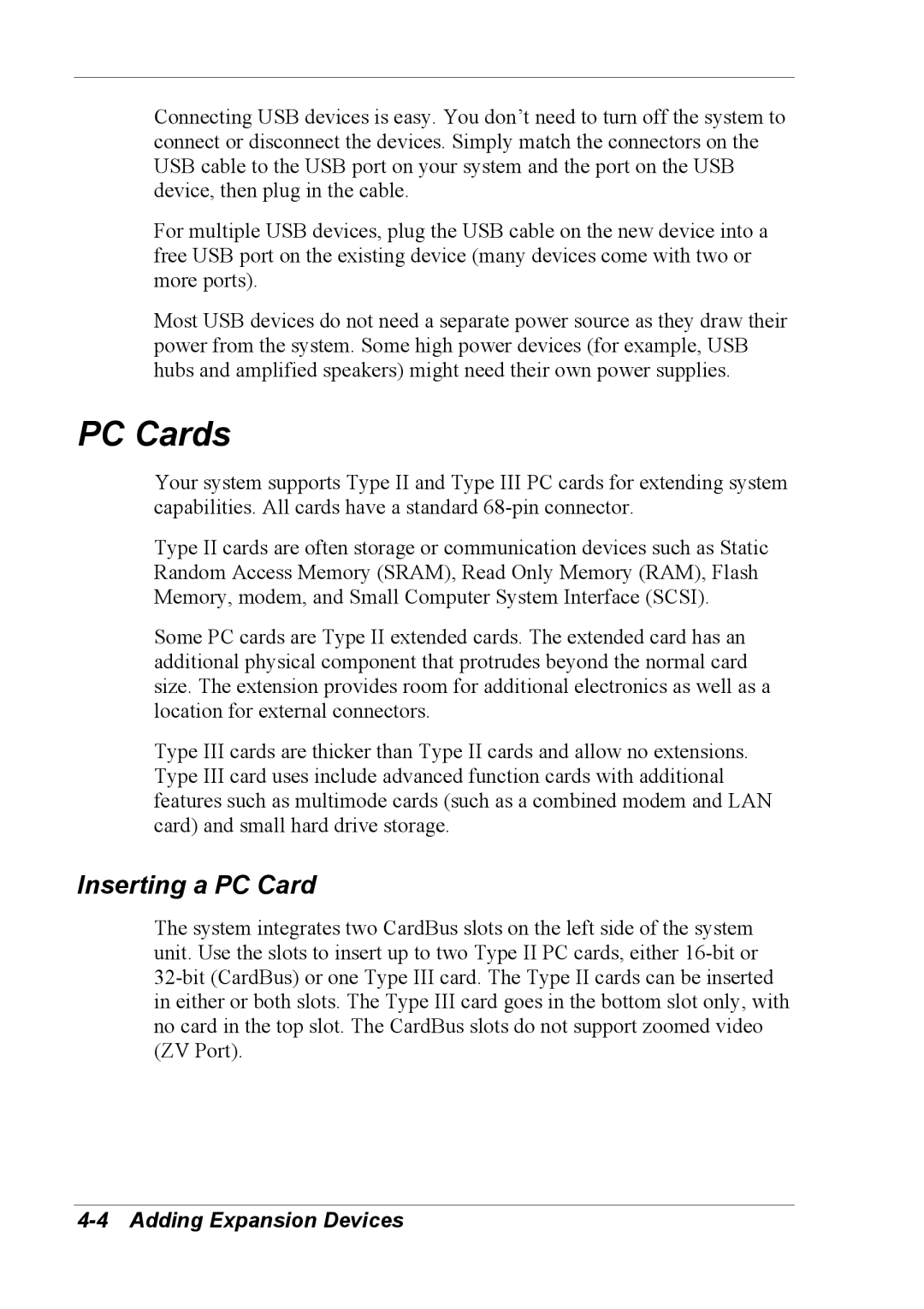 NEC 2000 manual PC Cards, Inserting a PC Card 