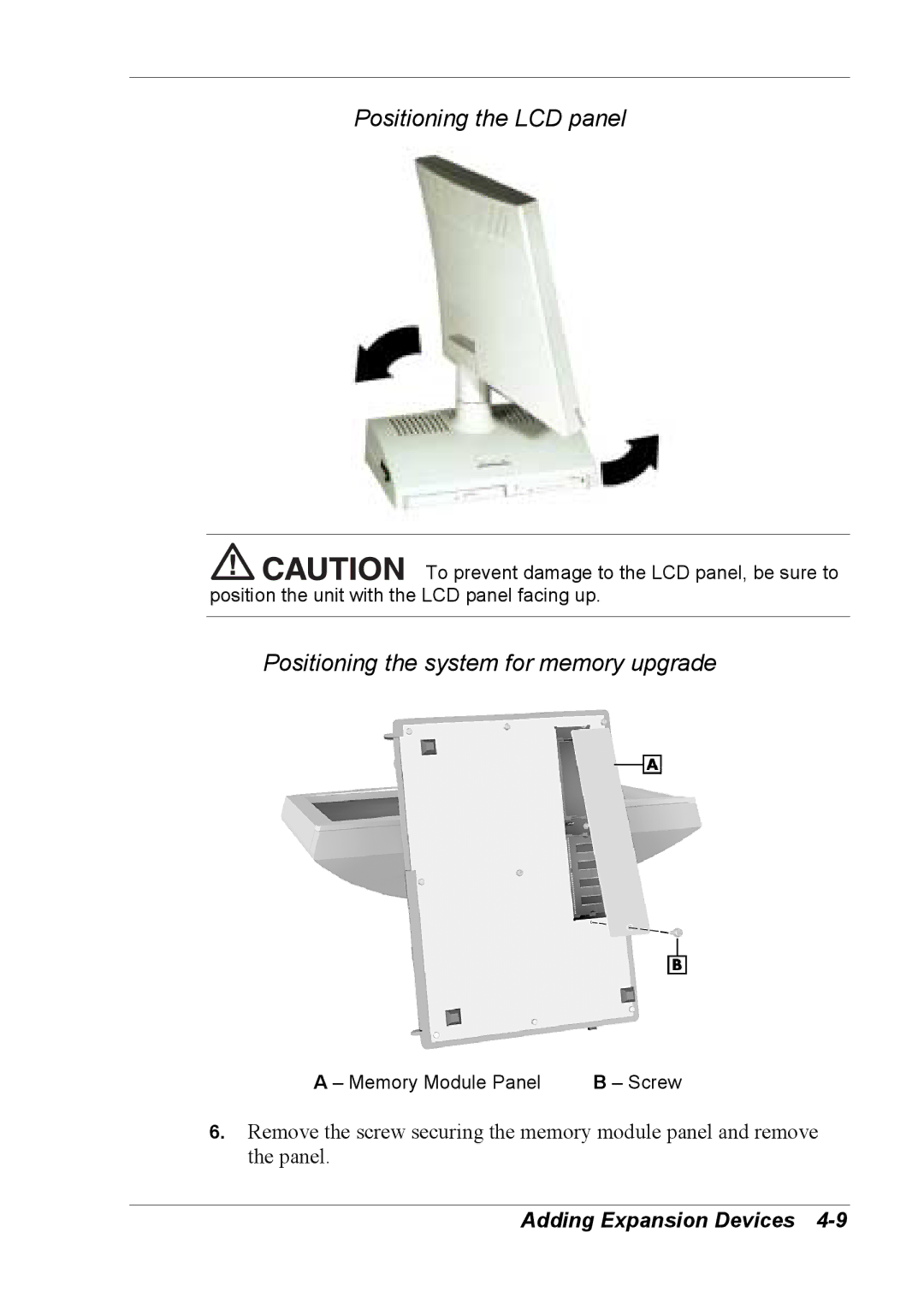 NEC 2000 manual Positioning the LCD panel 