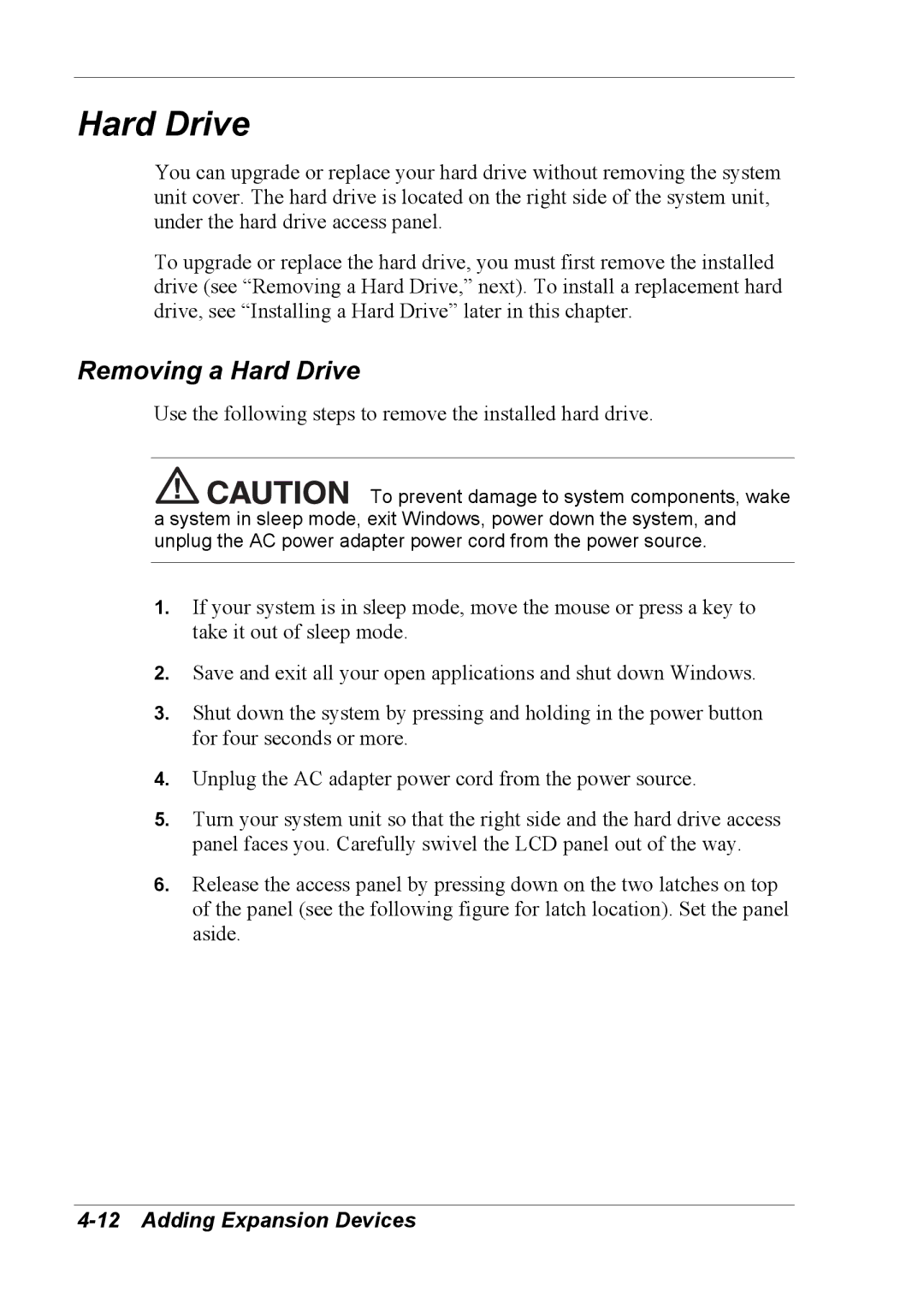 NEC 2000 manual Removing a Hard Drive 