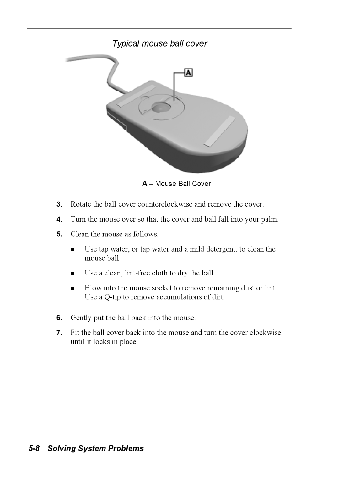 NEC 2000 manual Typical mouse ball cover 