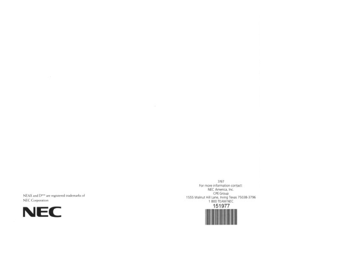 NEC 2000IVX manual 