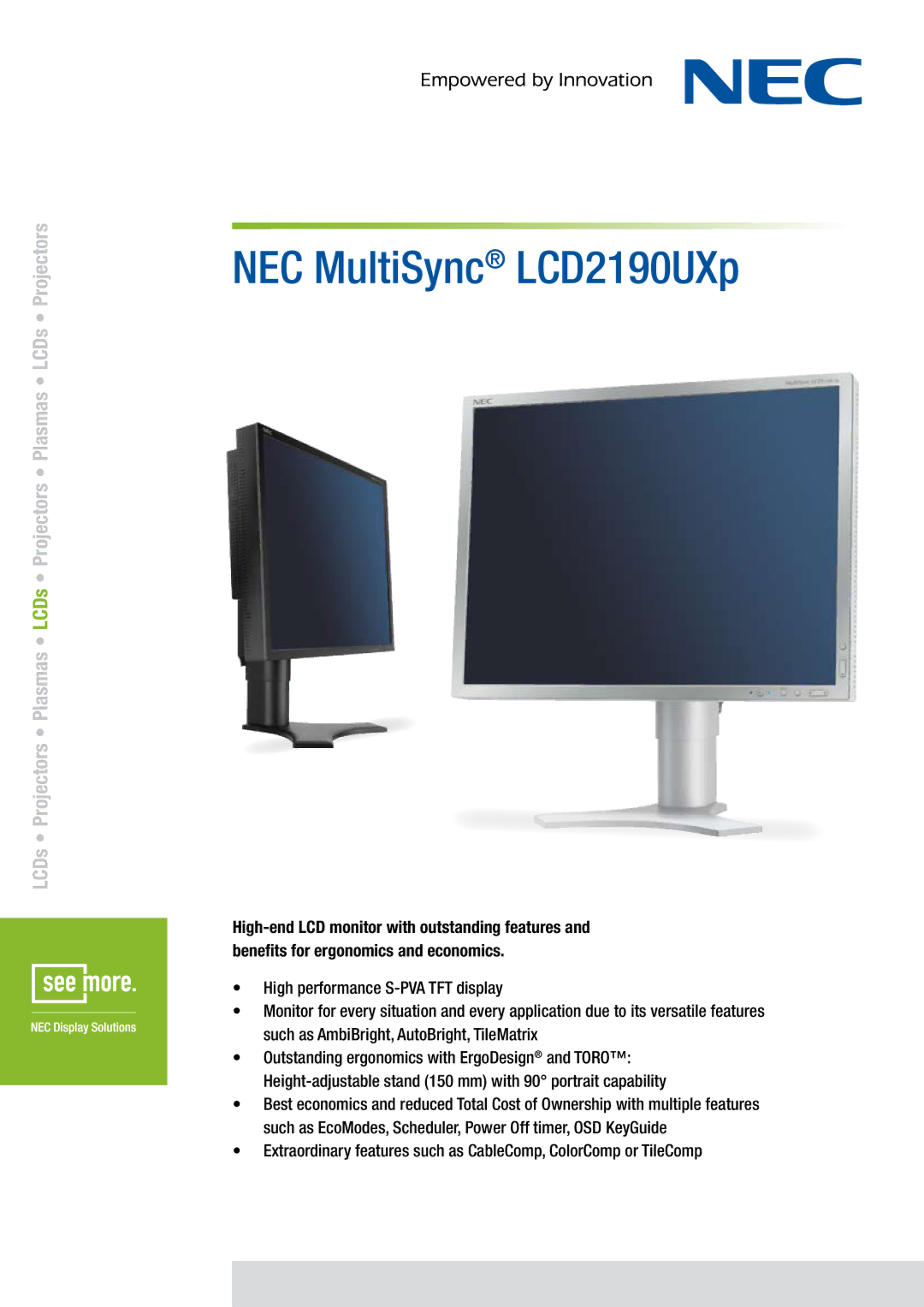 NEC 2190UXP manual NEC MultiSync LCD2190UXp 