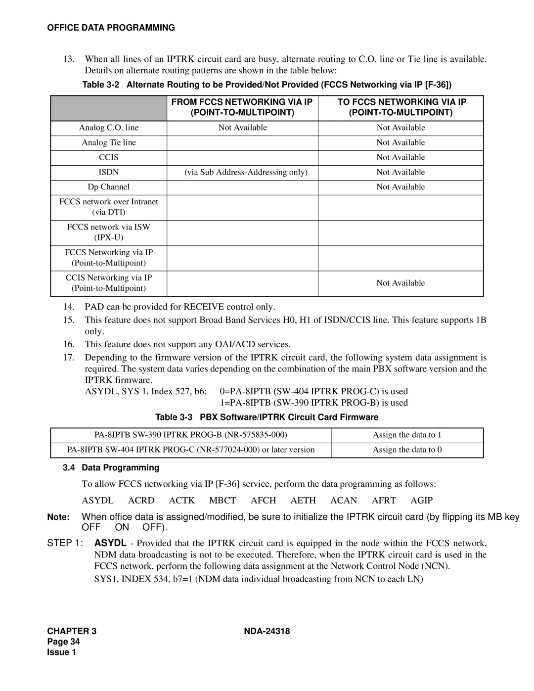 NEC 2400 ipx system manual Iptrk firmware ASYDL, SYS 1, Index 527, b6 