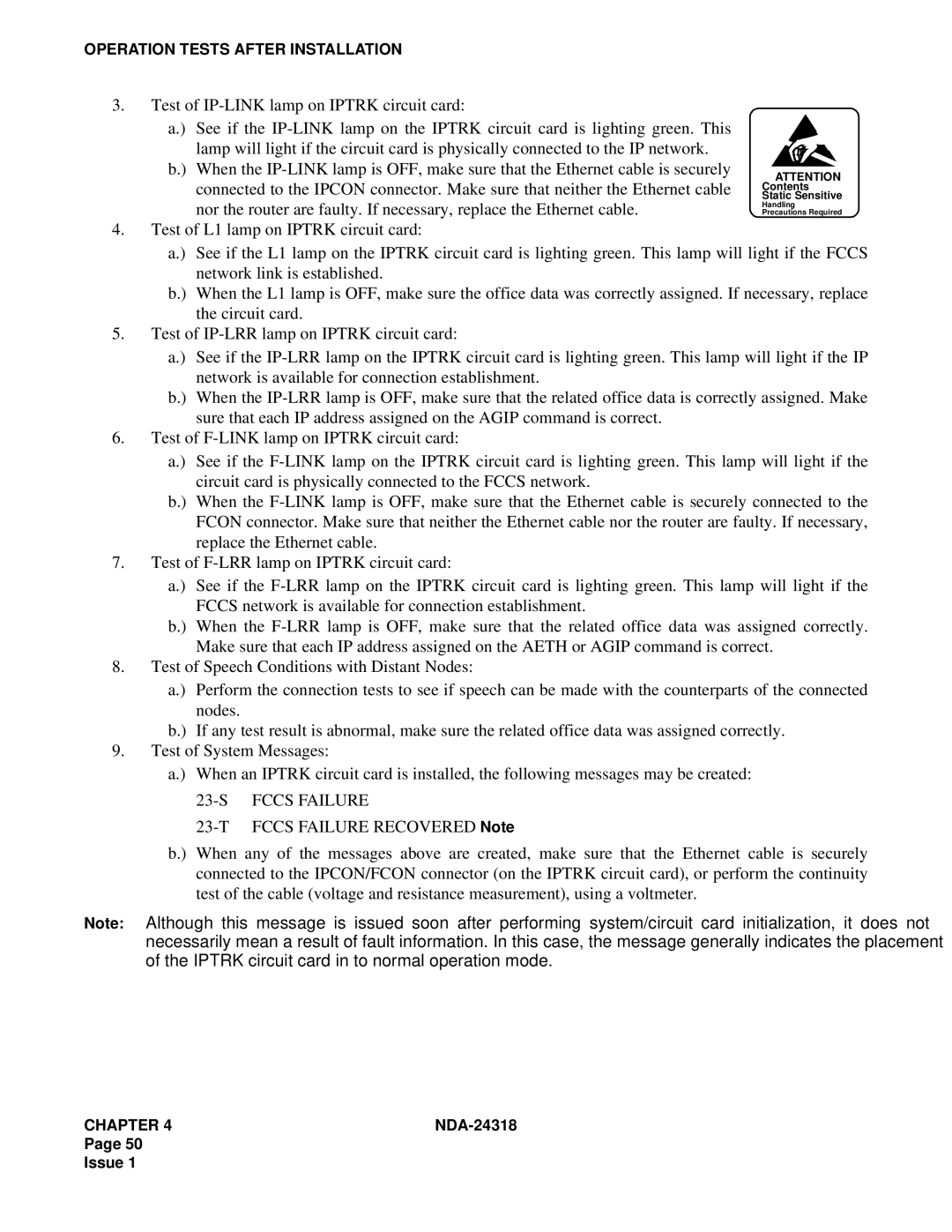 NEC 2400 ipx system manual Fccs Failure 