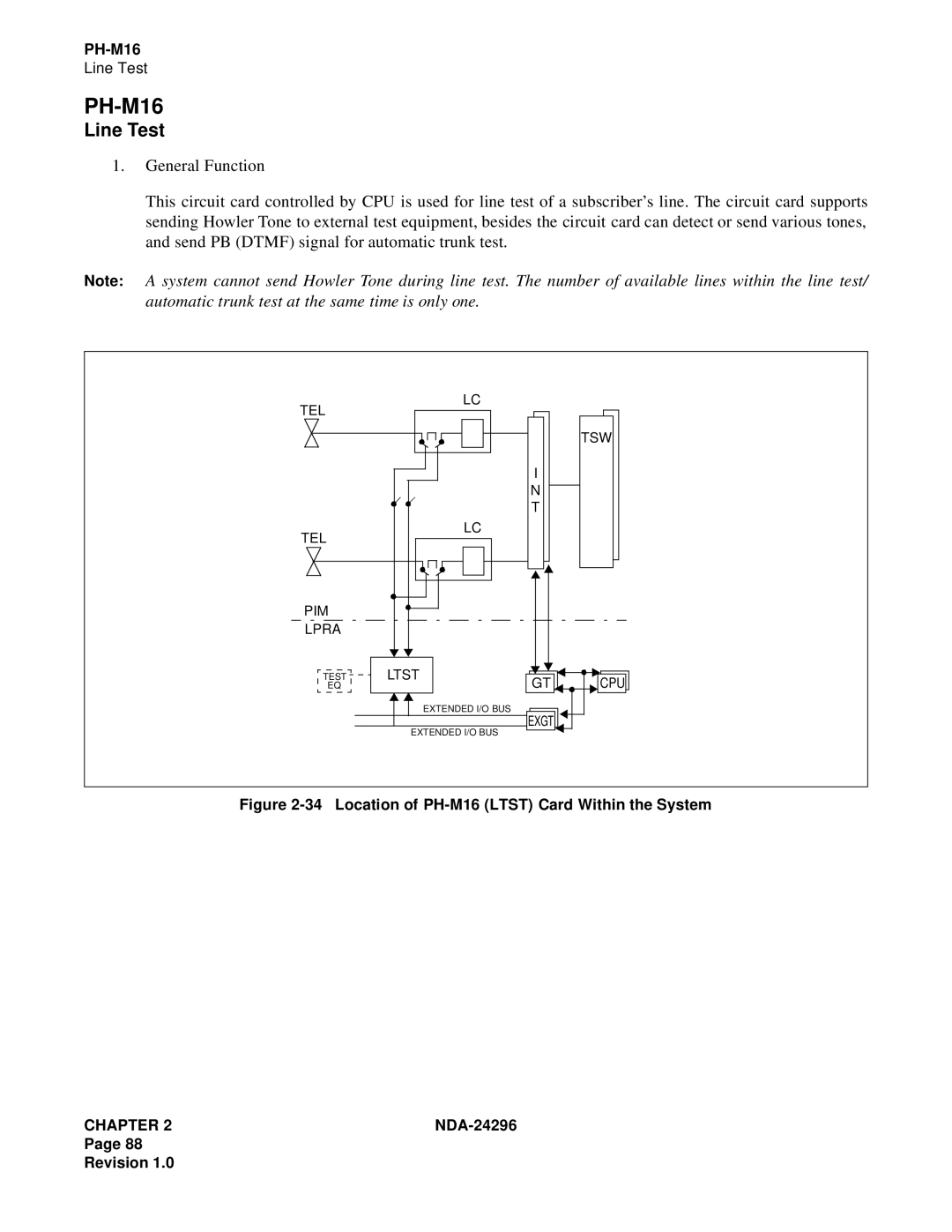 NEC 2400 ipx manual PH-M16, Line Test 