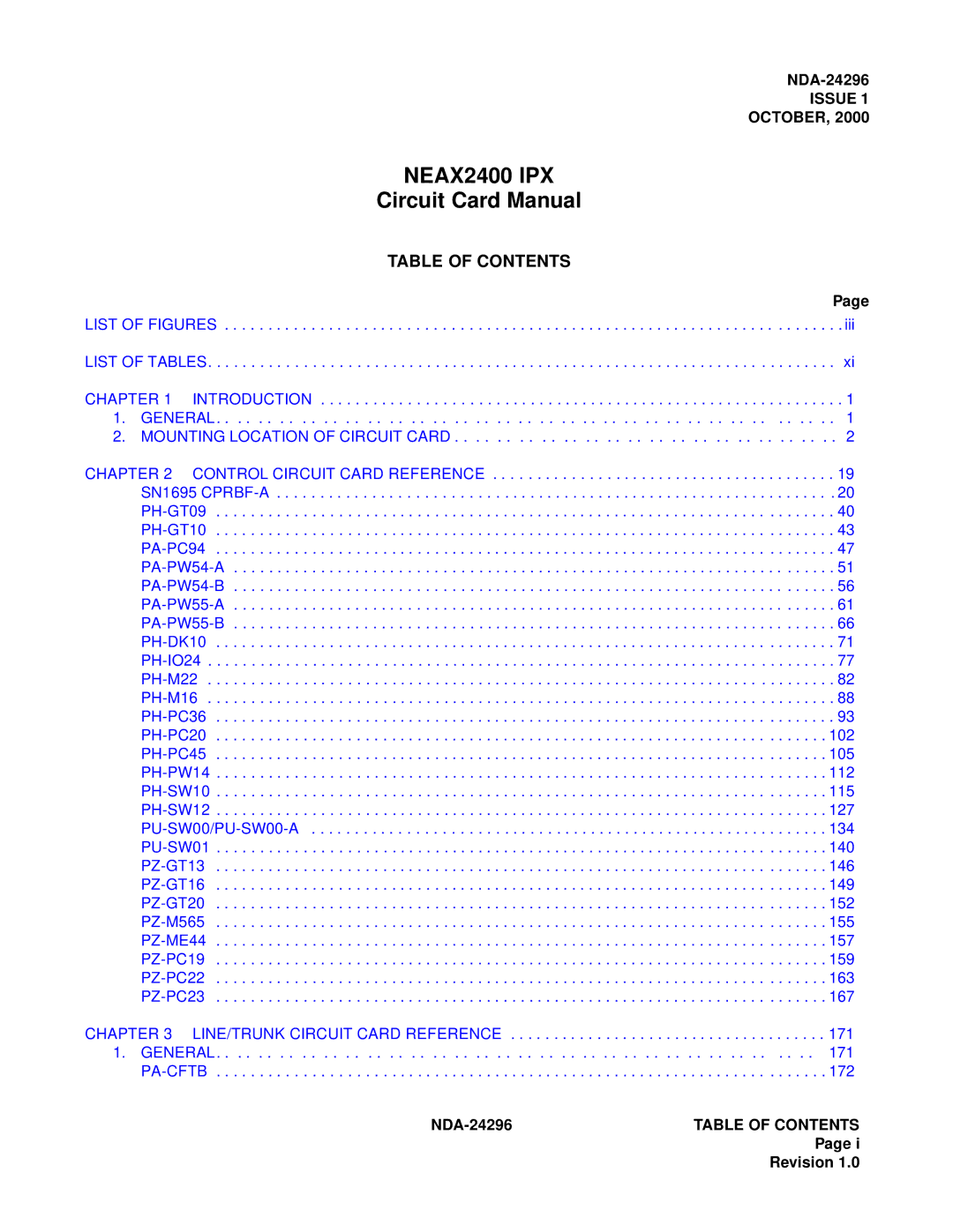 NEC 2400 ipx manual NEAX2400 IPX, Circuit Card Manual 