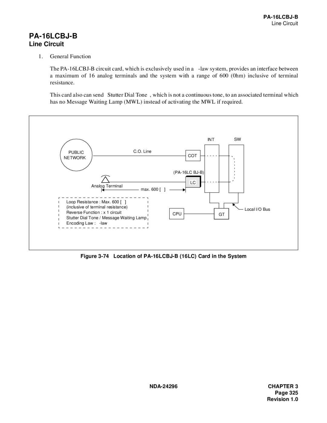 NEC 2400 ipx manual PA-16LCBJ-B 