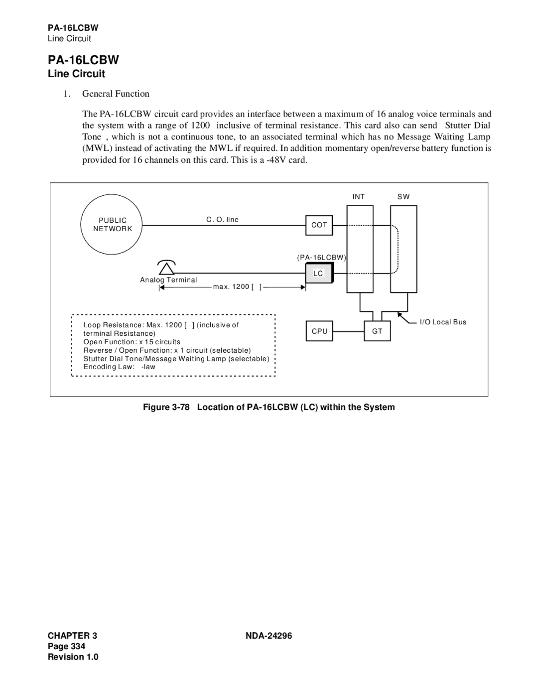 NEC 2400 ipx manual PA-16LCBW 