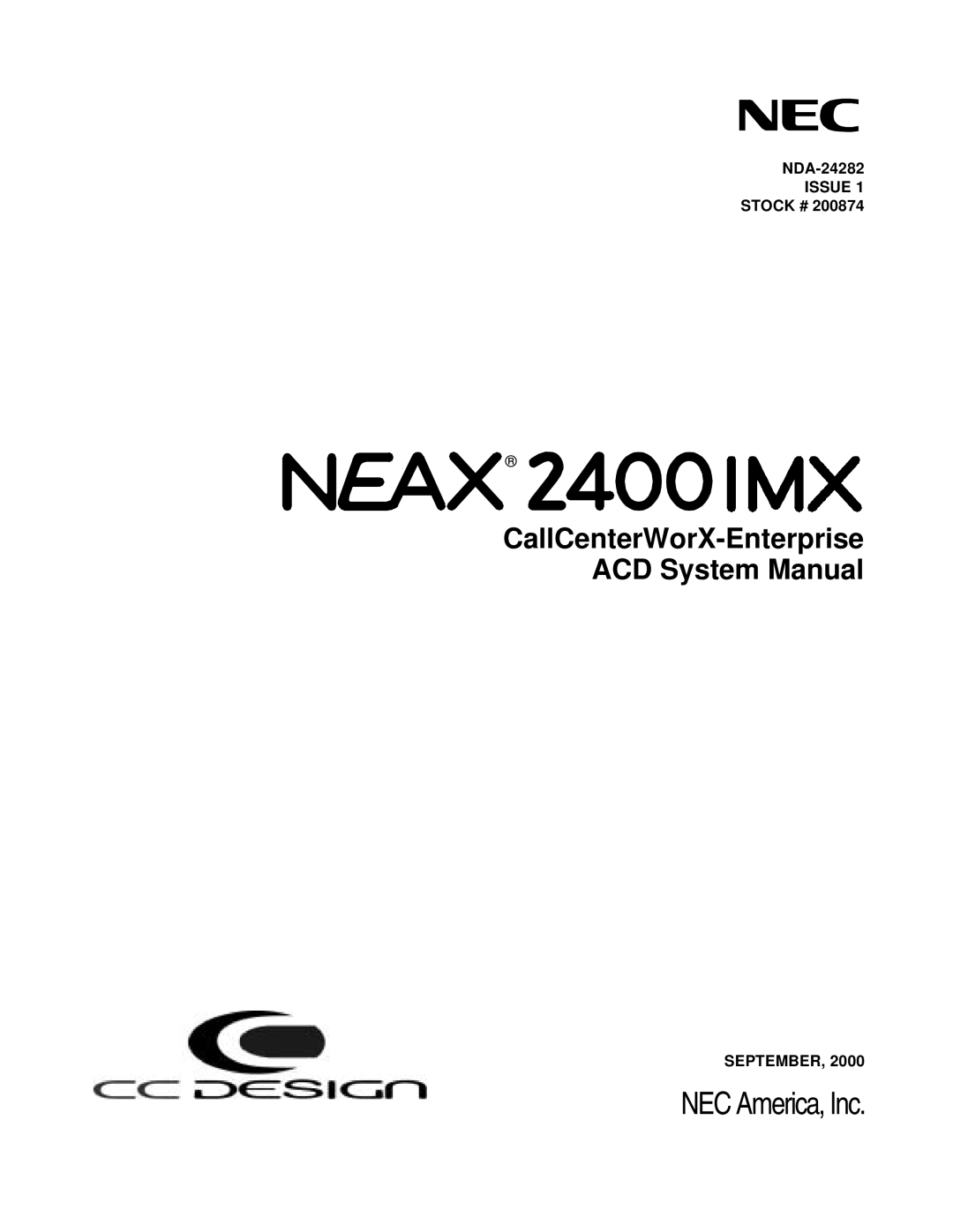 NEC 2400IMX system manual NEC America, Inc 